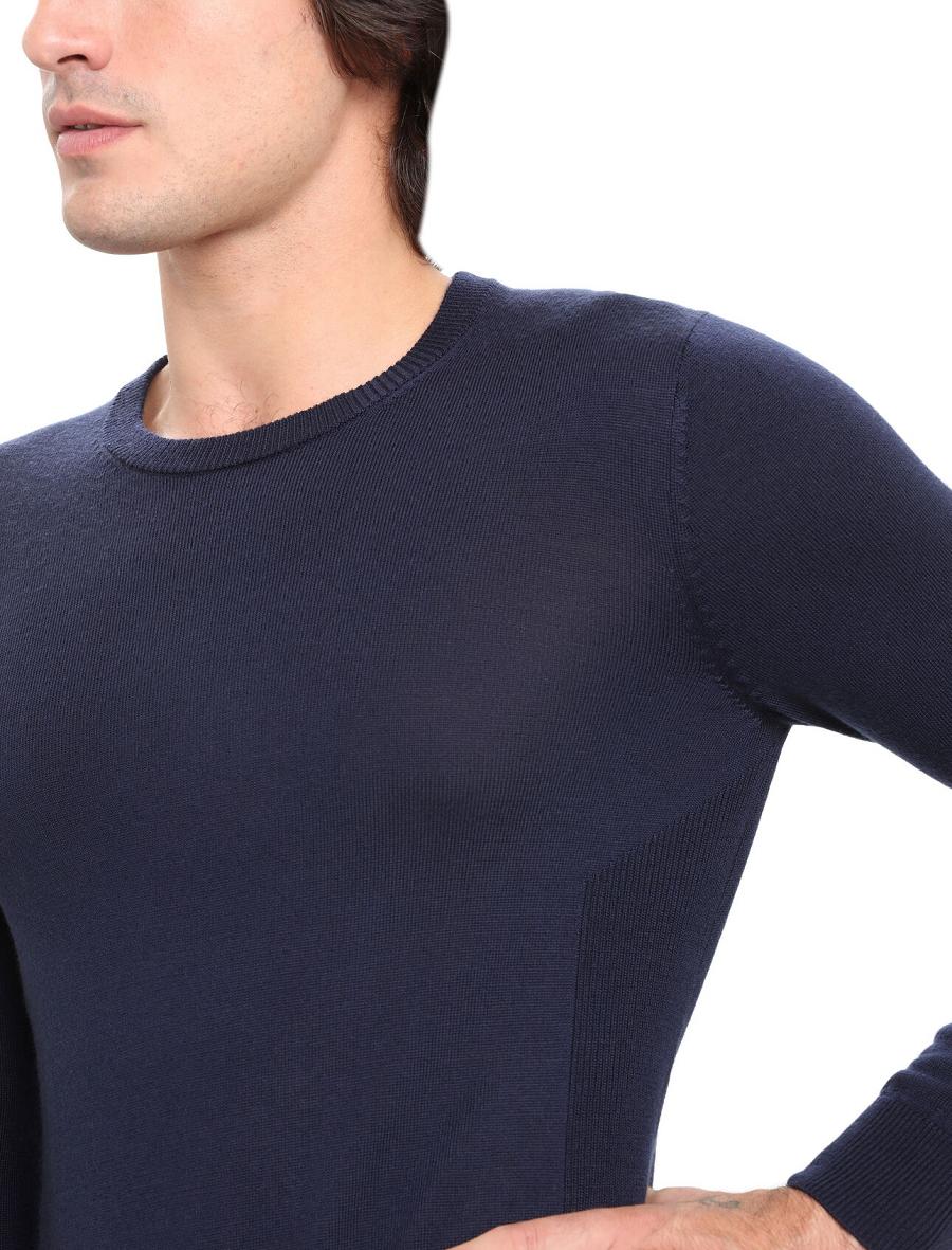 Men's Icebreaker Merino Shearer Crewe Sweaters Midnight Navy | CA 1733NWYB